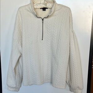 Sanctuary Zip-up Collar White Sweatshirt Size 3X (Stitch Fix)
